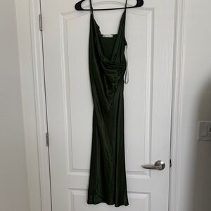 Zara Dark Green Satin Dress